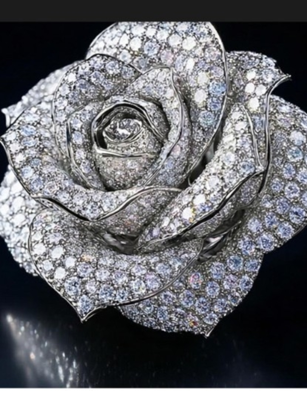 Sterling Silver Rose Pendant with Pavé Mossanite Crystals